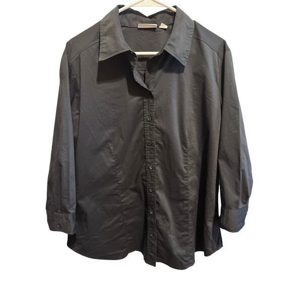 New York & Company Black Long Sleeve Button Down Long Sleeve Shirt Blouse Sz XL - Picture 2 of 10